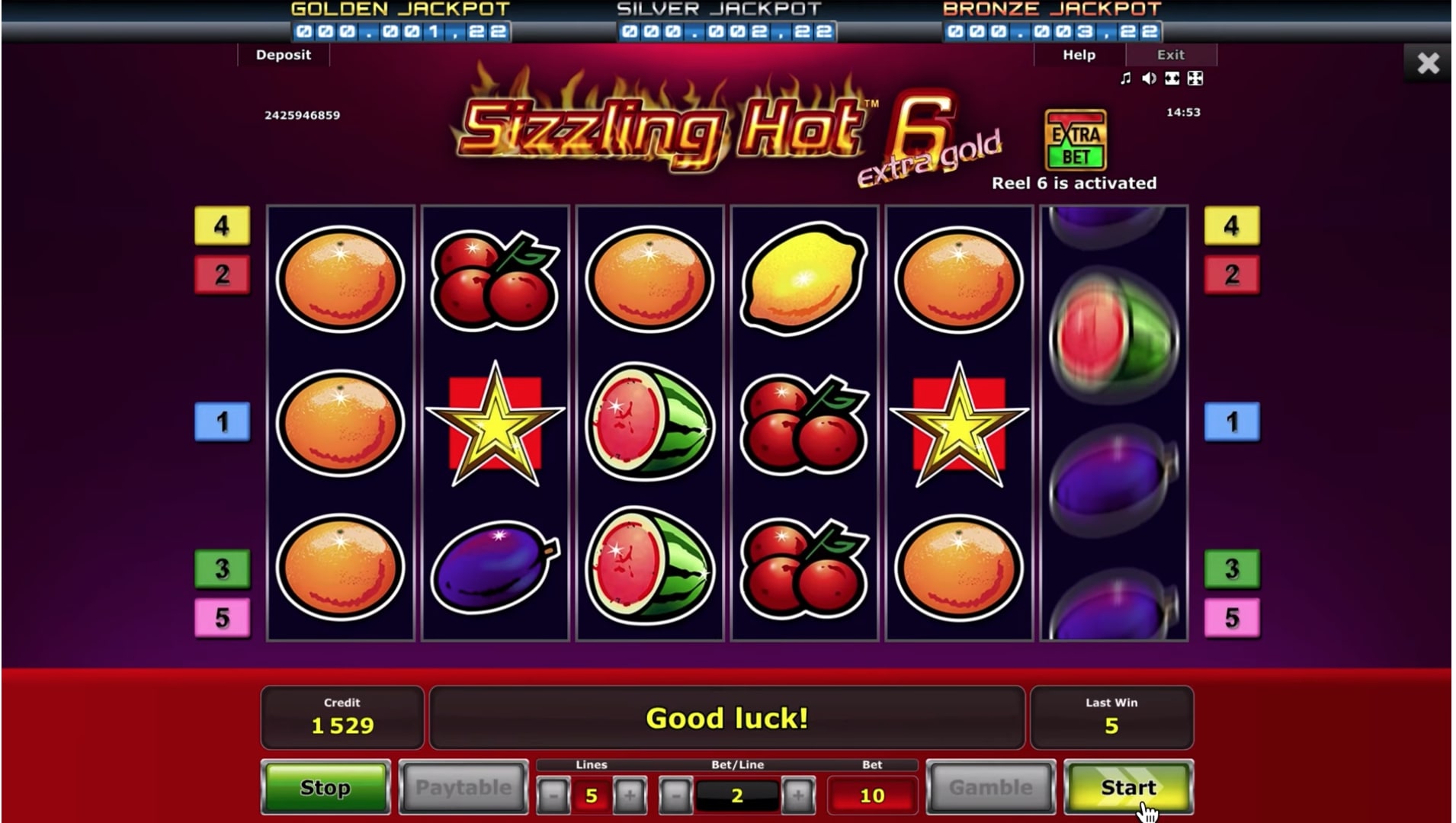 free casino video games sizzling hot